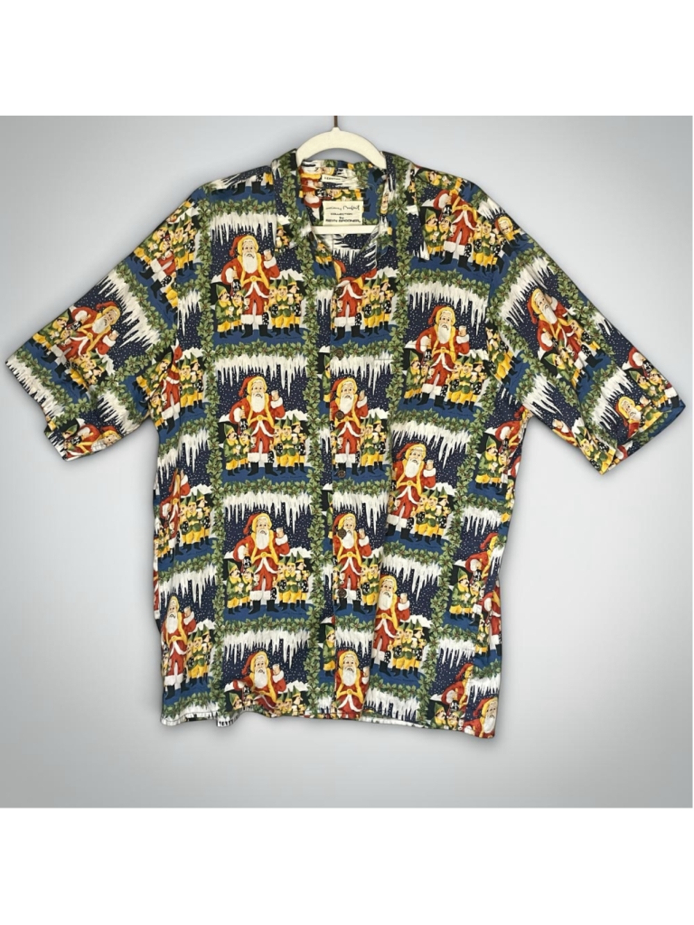 Mens Vintage Reyn Spooner 1998 Guy Buffet Santa Elves Christmas Aloha Shirt XL